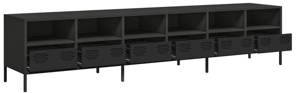 Fekete hidegen hengerelt acél TV-szekrény 202 x 39 x 43,5 cm