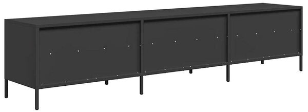 Fekete hidegen hengerelt acél TV-szekrény 202 x 39 x 43,5 cm
