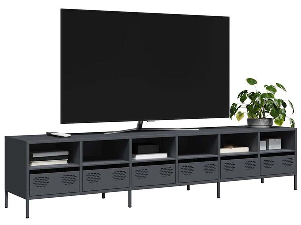 Antracitszürke hidegen hengerelt acél TV-szekrény 202x39x43,5cm