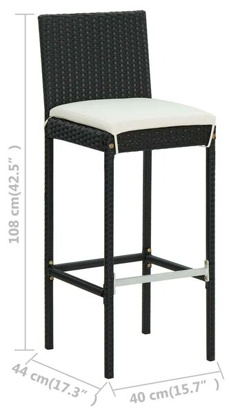 Kültéri Polyrattan Bárszett - 5 részes - Fekete