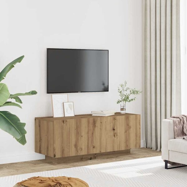 Kézműves tölgy színű szerelt fa TV-szekrény 100 x 35 x 40 cm