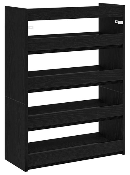 Fekete szerelt fa cipőtároló szekrény 60x25x81 cm