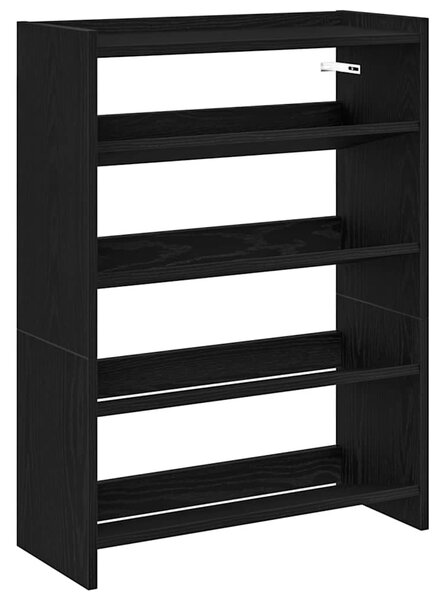 Fekete szerelt fa cipőtároló szekrény 60x25x81 cm