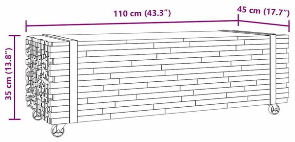 Dohányzóasztal 110x45x35 cm tömör fa teakfa