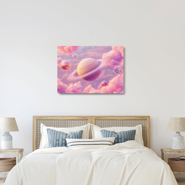 Üveg kép - Rózsaszín bolygó (70x50 cm)
