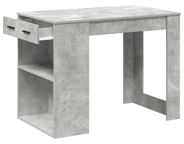 Íróasztal fiókkal és polccal betonszürke 102x62x77,5 cm műfa
