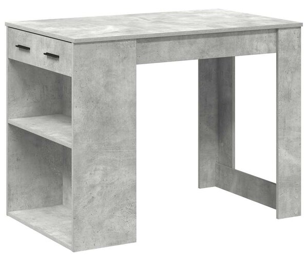 Íróasztal fiókkal és polccal betonszürke 102x62x77,5 cm műfa