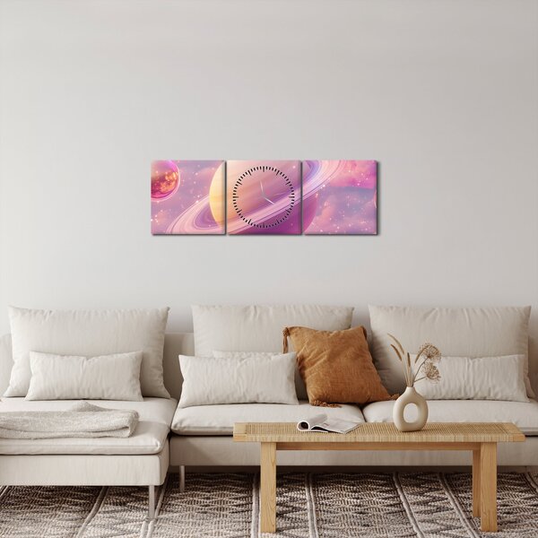 Kép - Rózsaszín bolygó (órával) (90x30 cm)