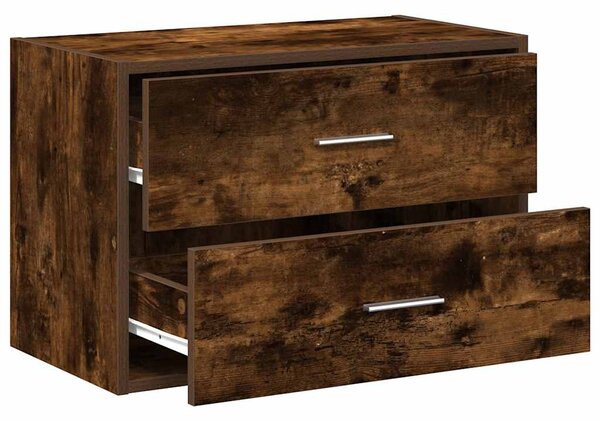 Szekrény 2 fiókkal füstölt tölgy 60x31x40 cm gépi forgácsolt fa