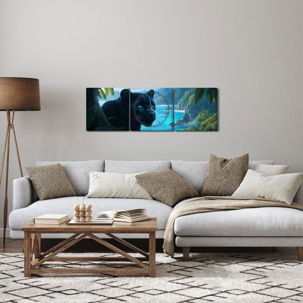 Kép - Fekete párduc a dzsungelben (órával) (90x30 cm)