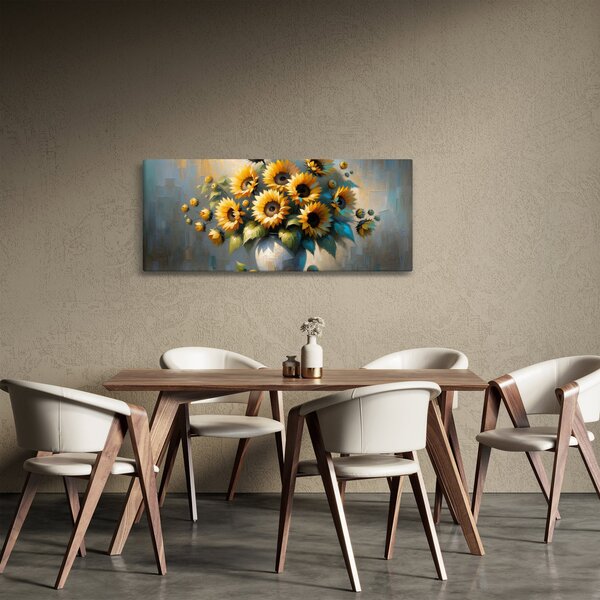 Kép – Napraforgós váza (120x50 cm)