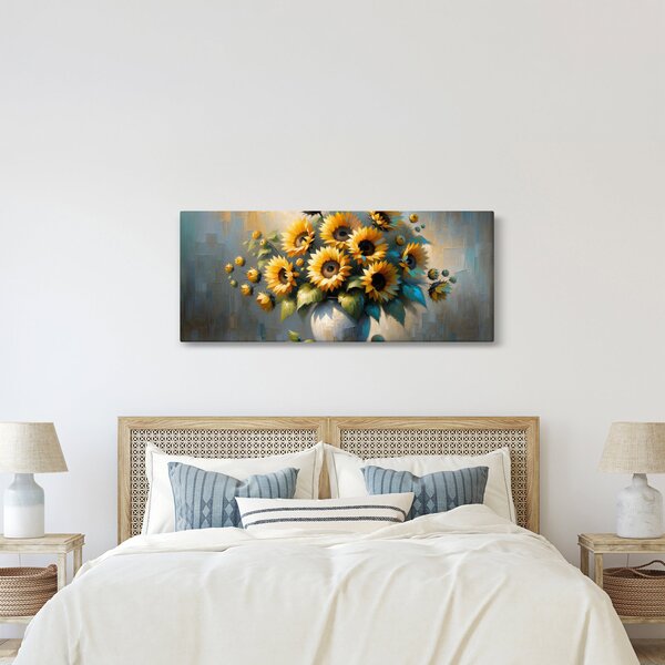 Kép – Napraforgós váza (120x50 cm)