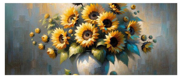 Kép – Napraforgós váza (120x50 cm)
