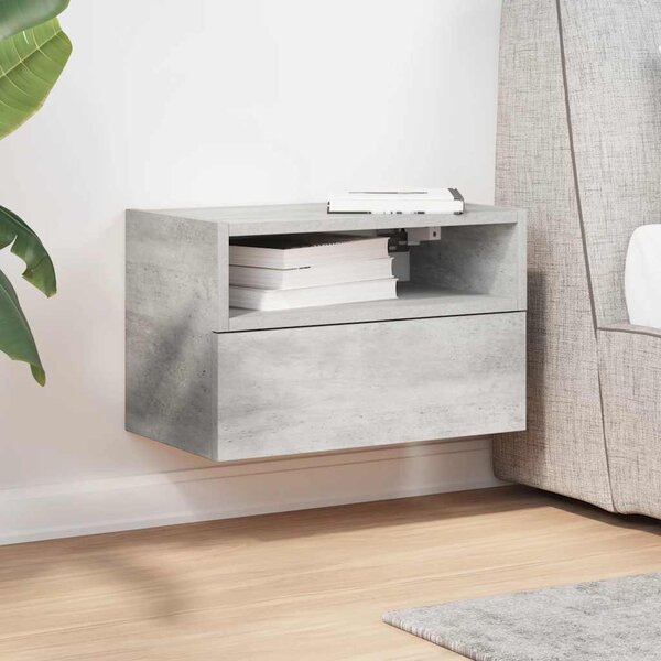 Betonszürke falra szerelhető éjjeliszekrény 45 x 26 x 28,5 cm