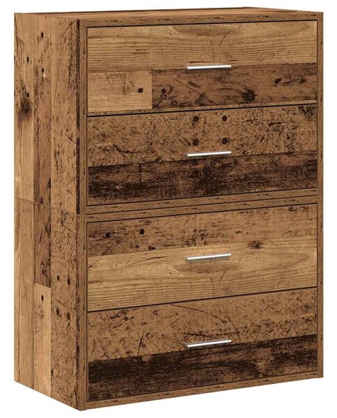 2 db antik fa szerelt fa szekrény 2 fiókkal 60 x 31 x 40 cm