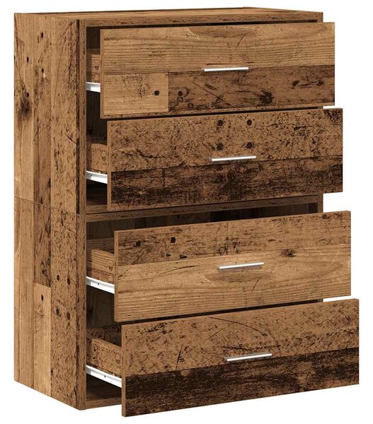 2 db antik fa szerelt fa szekrény 2 fiókkal 60 x 31 x 40 cm