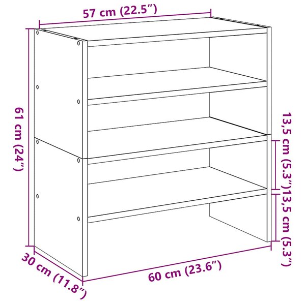 2 db betonszürke cipőtartó állvány halmozható 60 x 30 x 30,5 cm