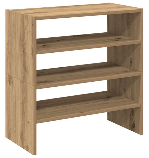 2 db kézműves tölgy cipőtartó állvány halmozható 60x30x30,5 cm