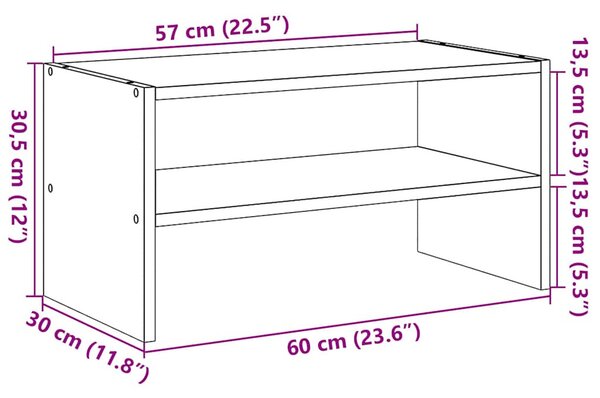 Szürke sonoma cipőtartó állvány halmozható 60 x 30 x 30,5 cm