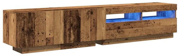 Antik fa színű szerelt fa TV-szekrény LED-ekkel 200x35x40 cm