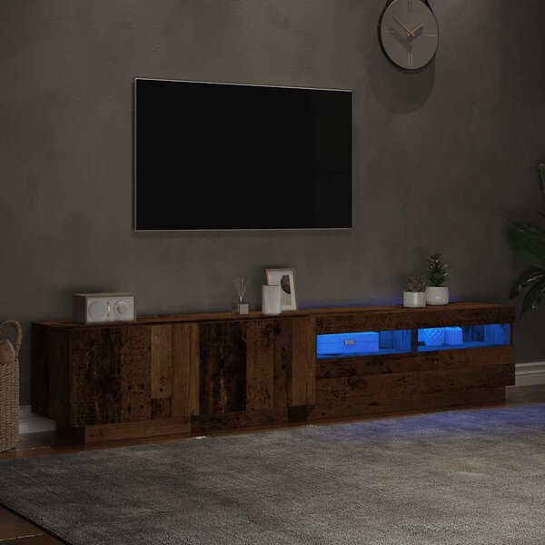 Antik fa színű szerelt fa TV-szekrény LED-ekkel 200x35x40 cm