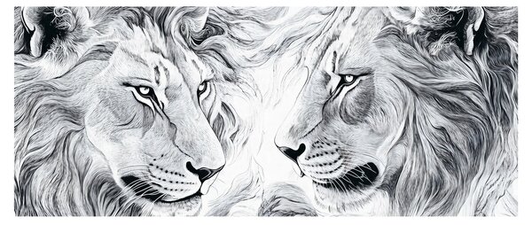 Kép - Rajzolt oroszlánfejek (120x50 cm)