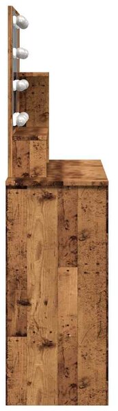 Antik fa színű LED.es fésülködőasztal 86,5 x 35 x 136 cm
