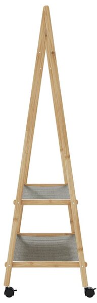 Bambusz ruhaállvány polcokkal és kerekekkel 96x45,5x155,5 cm