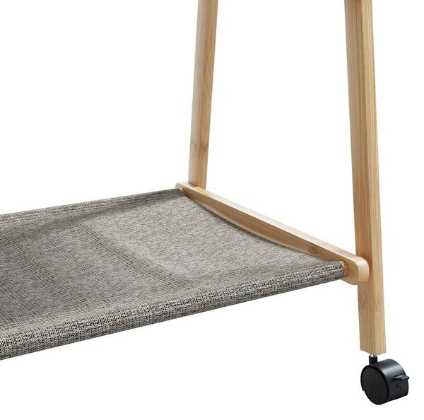 Bambusz ruhaállvány polcokkal és kerekekkel 96x45,5x155,5 cm