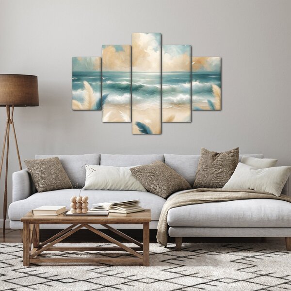 Kép – Festett strand lágy színekben (150x105 cm)
