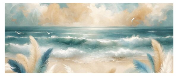 Kép – Festett strand lágy színekben (120x50 cm)