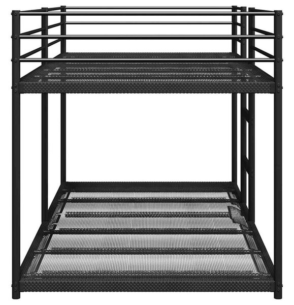 Fekete acél emeletes ágy matrac nélkül 90 x 200 cm