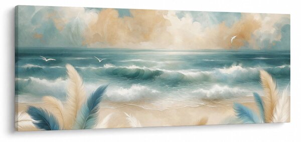 Kép – Festett strand lágy színekben (120x50 cm)
