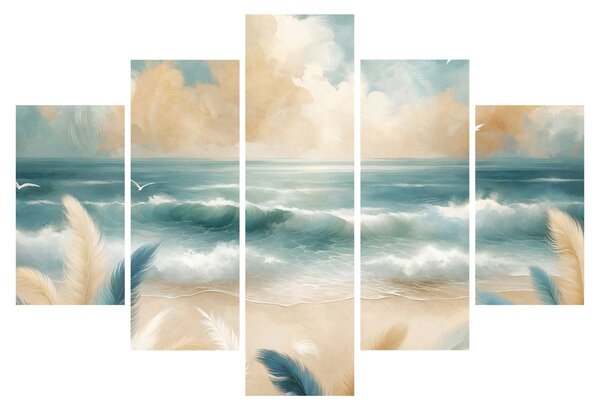Kép – Festett strand lágy színekben (150x105 cm)