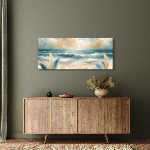 Kép – Festett strand lágy színekben (120x50 cm)