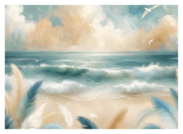 Kép – Festett strand lágy színekben (70x50 cm)