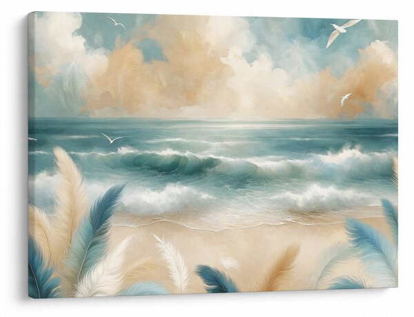Kép – Festett strand lágy színekben (70x50 cm)