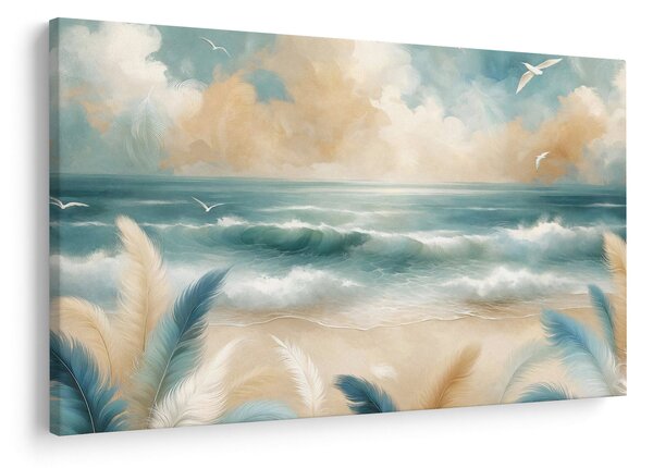 Kép – Festett strand lágy színekben (90x60 cm)
