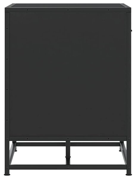 Cipőpad Fekete 60x40x53,5 cm Fából és fémből készült pad