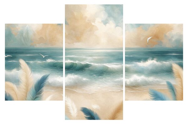 Kép – Festett strand lágy színekben (90x60 cm)
