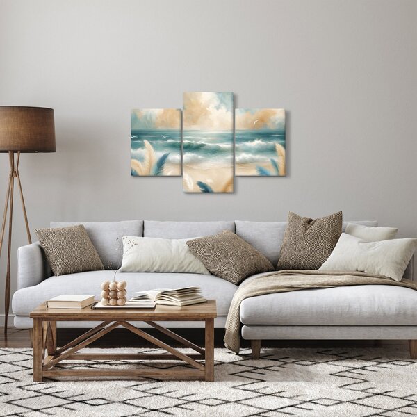 Kép – Festett strand lágy színekben (90x60 cm)
