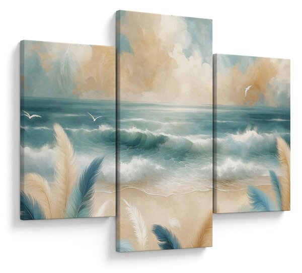 Kép – Festett strand lágy színekben (90x60 cm)