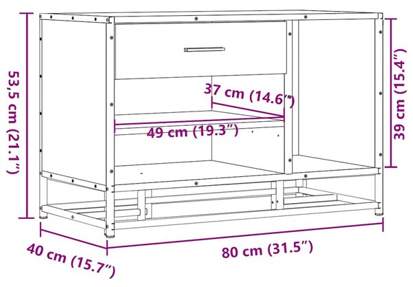 Cipőpad szürke Sonoma 80x40x53,5 cm Gépi fa és fém