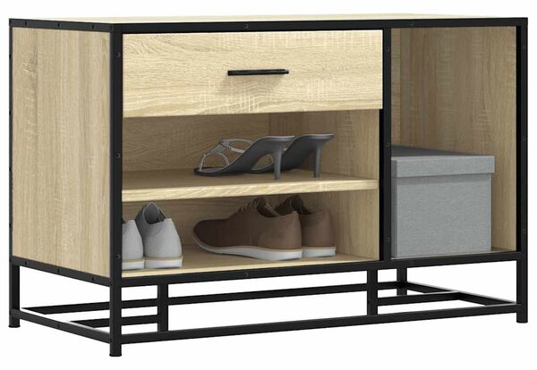 Cipőpad Sonoma tölgy 80x40x53,5 cm Gépelt fa és fém