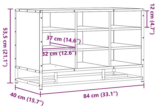 Cipőpad szürke Sonoma 84x40x53,5 cm Gépi fa és fém