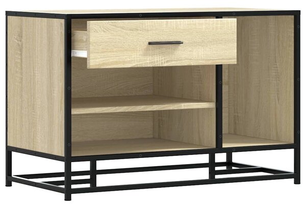 Cipőpad Sonoma tölgy 80x40x53,5 cm Gépelt fa és fém