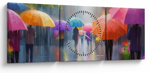 Kép - Esős nap (órával) (90x30 cm)