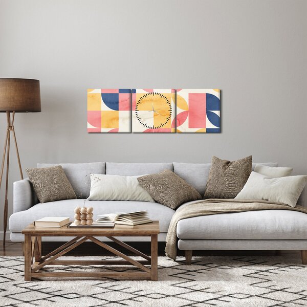Kép - Absztrakció retro mintákkal (órával) (90x30 cm)