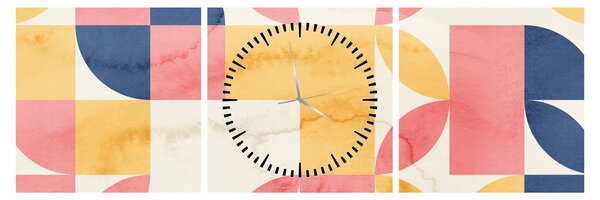 Kép - Absztrakció retro mintákkal (órával) (90x30 cm)