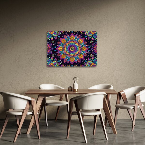 Üveg kép - Kaleidoszkópos mandala (70x50 cm)